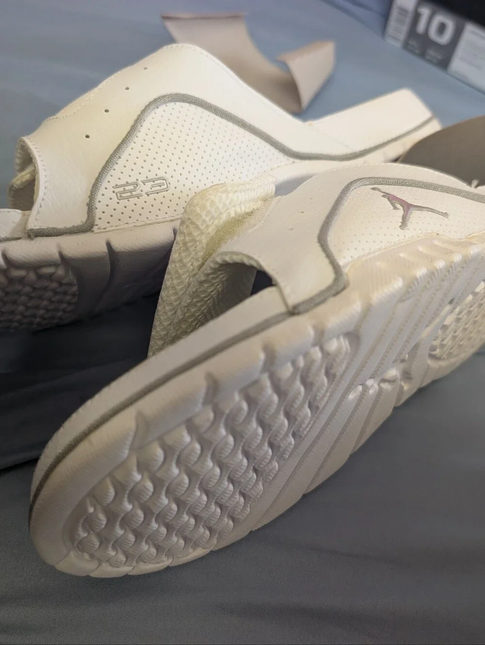 Jordan White and Metallic Hydro Slide Sandals